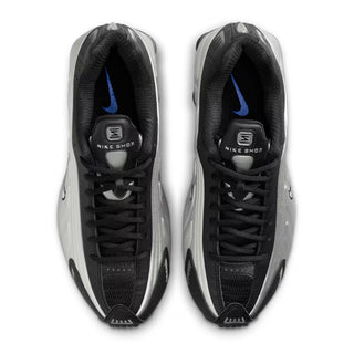 Tenis Mujer Nike Shox R4 Plateado Metalico Negro vista par superior