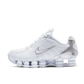 Tenis Mujer Nike Shox TL Blanco Gris Metalico vista lateral principal