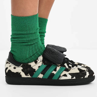 Tenis Mujer Adidas Samba Leather Cow Print Negro Blanco vista foto referencia