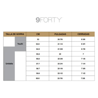 Gorra New Era x Moon Wool 9FORTY Strapback Negra vista guia tallas