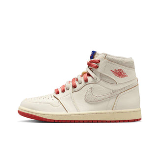 Tenis Mujer Air Jordan 1 High OG Light Bone Red Blue vista lateral principal